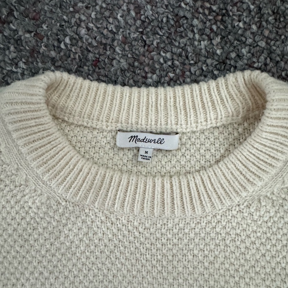 Madewell womens Pickford Cream Crewneck Pullover knit Sweater size medium - Picture 6 of 8